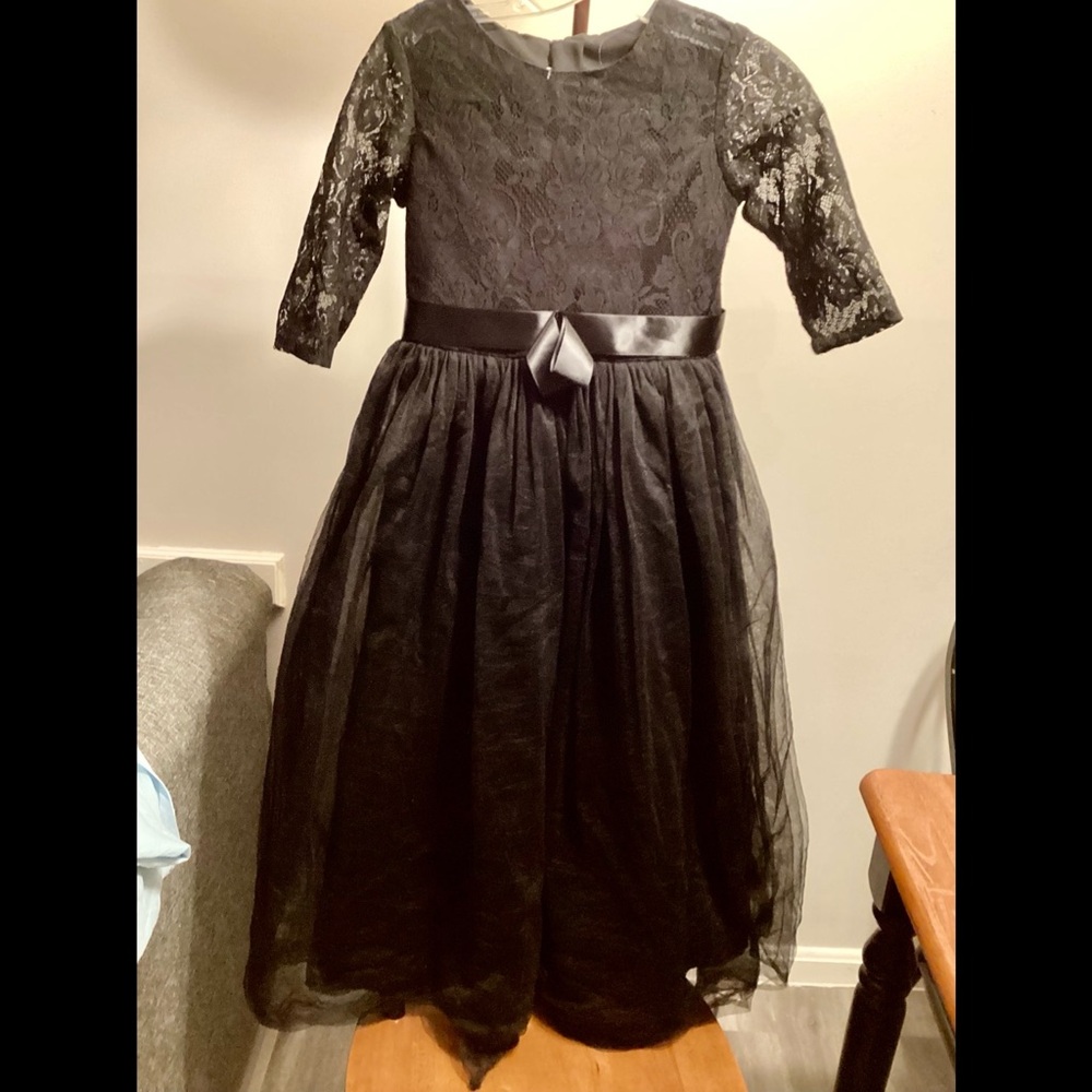 160 12 14 Girl’s Black Halloween Formal Gown Designer Sample Custom European